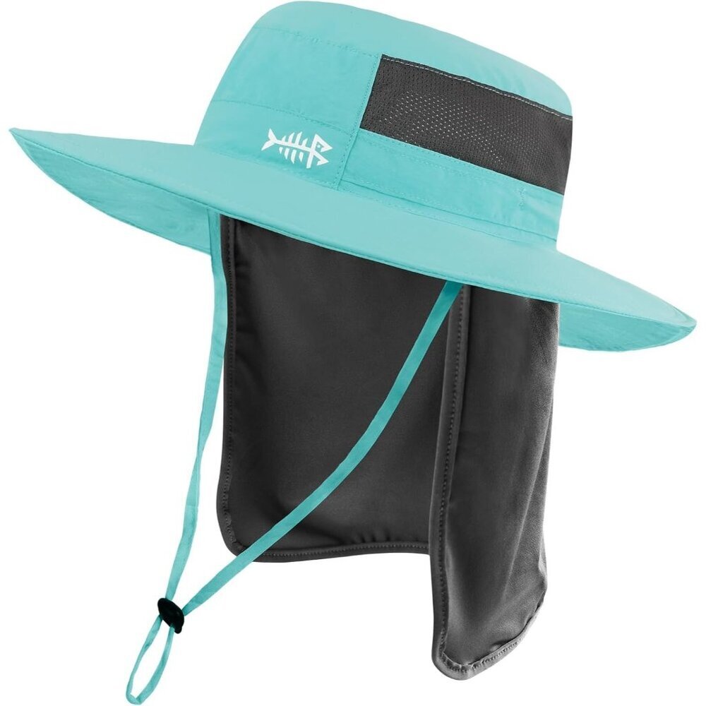Unisex Turquoise 100% Nylon Wide Brim Mesh Vent Neck Flap Classic Cowboy Hat